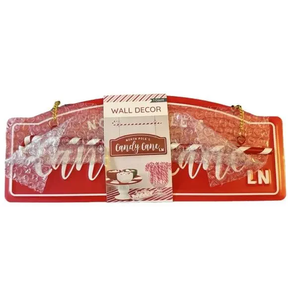 Target Bullseye Metal Hanging Sign 2024 Candy Cane Lane Decor Red Christmas - Picture 2 of 7